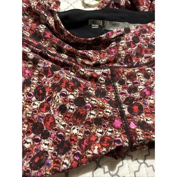 Victoria Secret Sport Knockout High Rise Legging Red Pink Jewel Gemstone New L - Picture 7 of 8